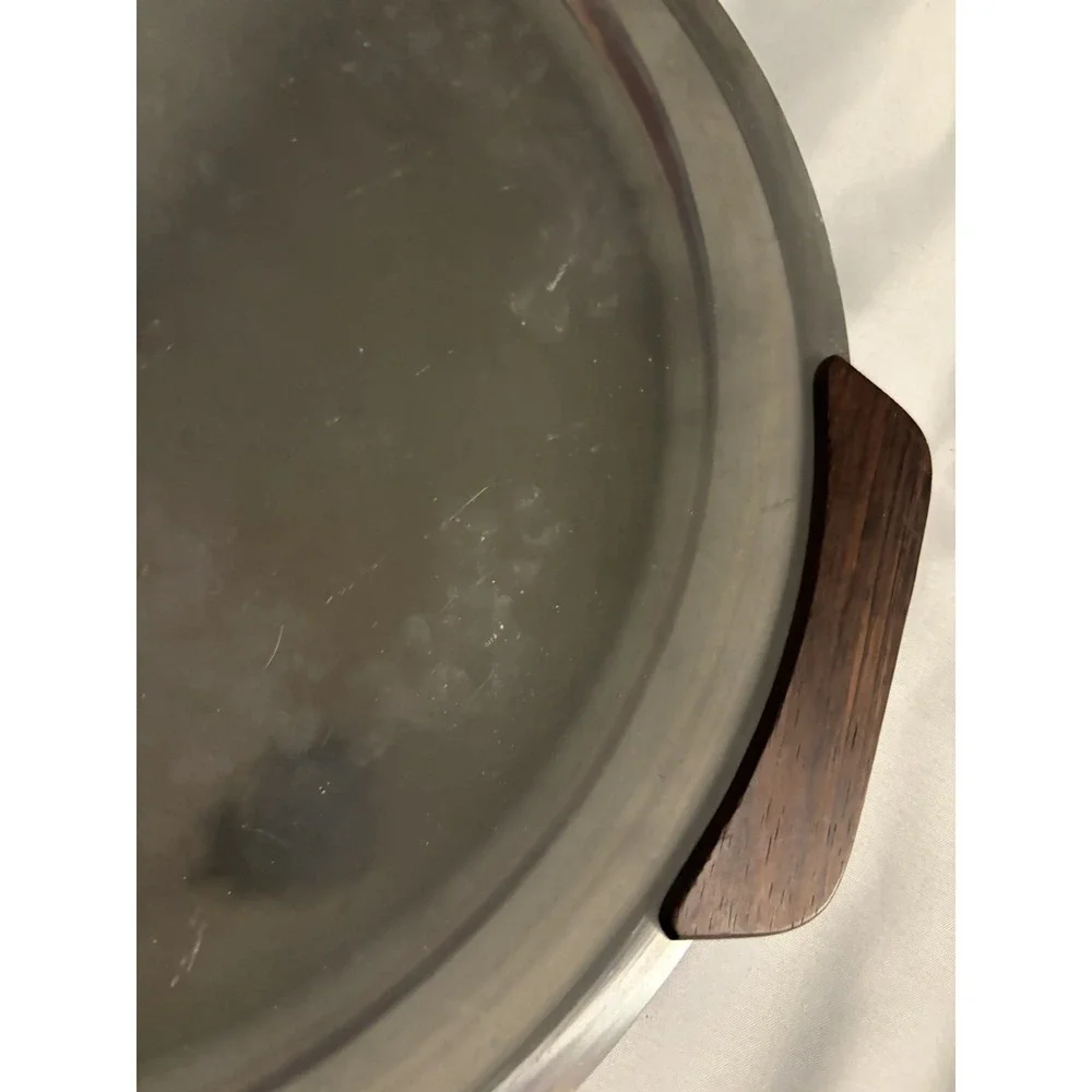 Stelton‎ Denmark Stainless MCM Cocktail Tray Wood Handles 15.25